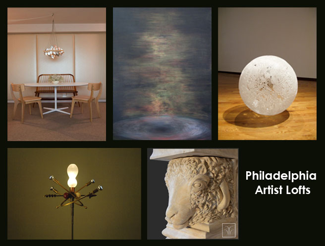 A collage of images representing the artists and designers currently working at the warehouse, Philadelphia Artist Lofts, who will be participating in the 10th anniversary Design Philadelphia, “A decade of Design” event October 15 2014 at the warehouse, 1205 North 4th Street Philadelphia PA 19122